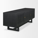 Mercana Grier 65" Black Solid Wood W/ Black Cane Media Console