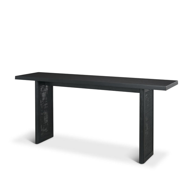 Mercana Grier 65" Black Wood w/ Black Cane Console Table