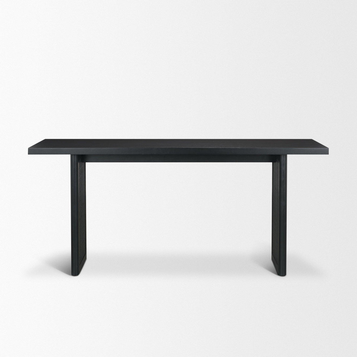 Mercana Grier 65" Black Wood w/ Black Cane Console Table