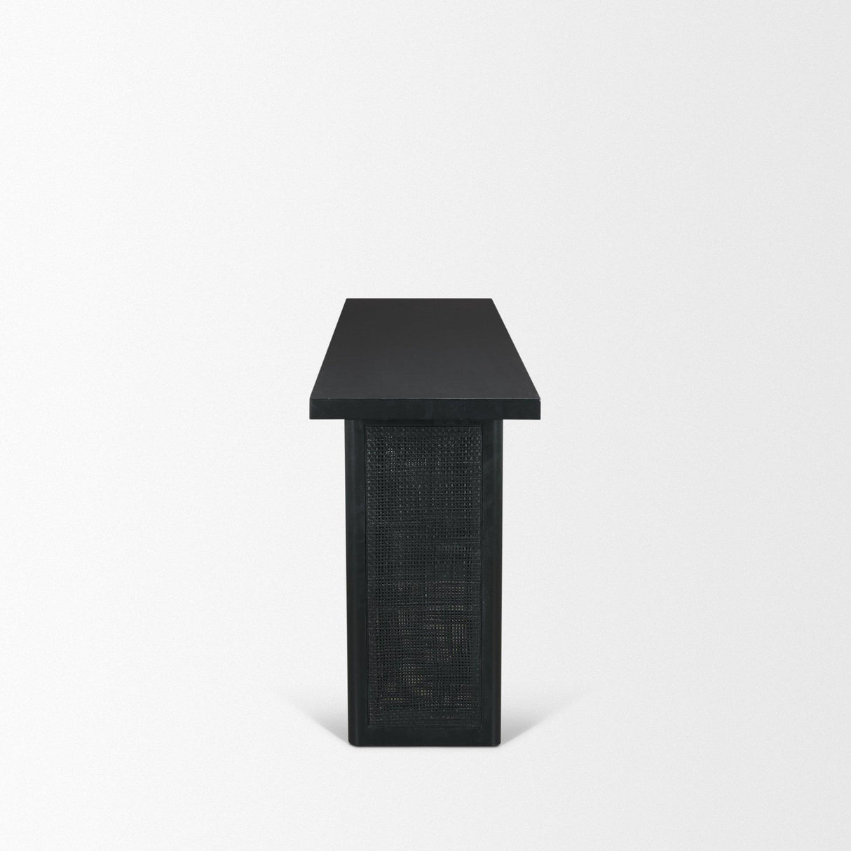 Mercana Grier 65" Black Wood w/ Black Cane Console Table