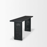 Mercana Grier 65" Black Wood w/ Black Cane Console Table