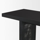 Mercana Grier 65" Black Wood w/ Black Cane Console Table