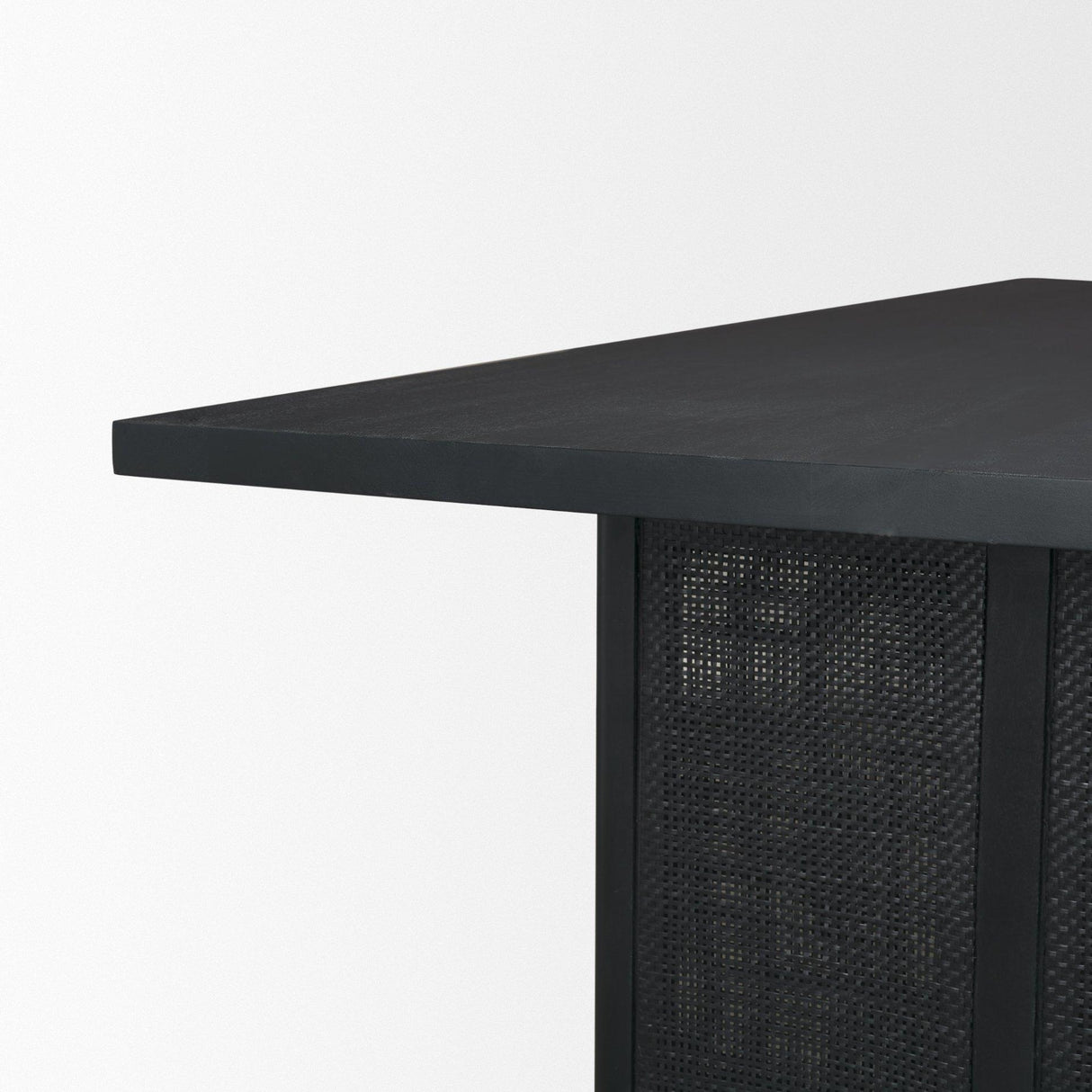 Mercana Grier 84" Black Wood w/ Black Cane Dining Table