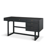 Mercana Grier 60" Black Solid Wood W/ Black Cane Office Desk