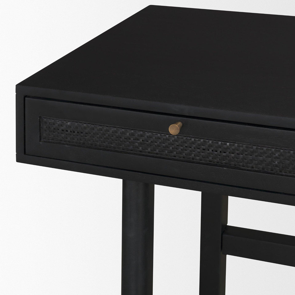 Mercana Grier 60" Black Solid Wood W/ Black Cane Office Desk