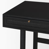 Mercana Grier 60" Black Solid Wood W/ Black Cane Office Desk