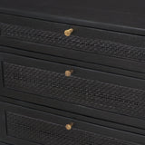 Mercana Grier 60" Black Solid Wood W/ Black Cane Office Desk