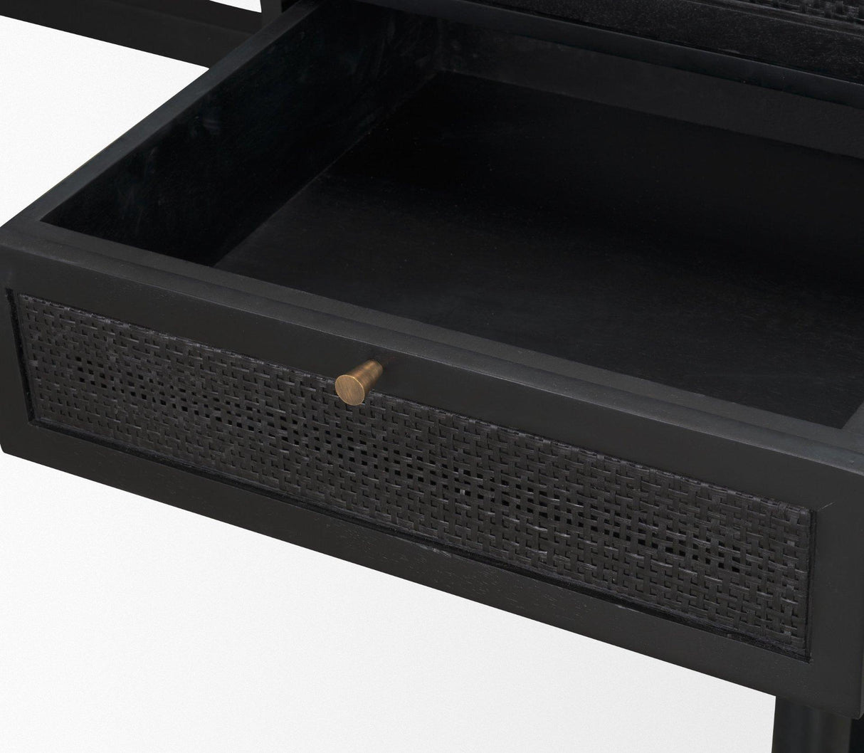 Mercana Grier 60" Black Solid Wood W/ Black Cane Office Desk