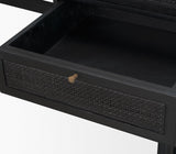 Mercana Grier 60" Black Solid Wood W/ Black Cane Office Desk
