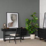 Mercana Grier 60" Black Solid Wood W/ Black Cane Office Desk