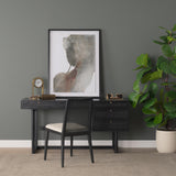 Mercana Grier 60" Black Solid Wood W/ Black Cane Office Desk