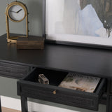Mercana Grier 60" Black Solid Wood W/ Black Cane Office Desk