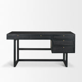 Mercana Grier 60" Black Solid Wood W/ Black Cane Office Desk