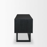 Mercana Grier 60" Black Solid Wood W/ Black Cane Office Desk