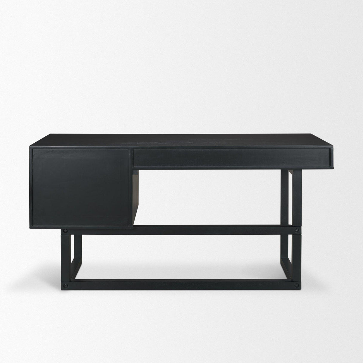 Mercana Grier 60" Black Solid Wood W/ Black Cane Office Desk