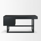Mercana Grier 60" Black Solid Wood W/ Black Cane Office Desk