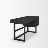 Mercana Grier 60" Black Solid Wood W/ Black Cane Office Desk