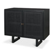 Mercana Grier Matte Black Stained Wood w/ Black Cane Accent Cabinet