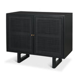 Mercana Grier Matte Black Stained Wood w/ Black Cane Accent Cabinet