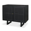 Mercana Grier Matte Black Stained Wood w/ Black Cane Accent Cabinet