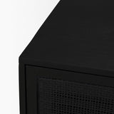 Mercana Grier Matte Black Stained Wood w/ Black Cane Accent Cabinet
