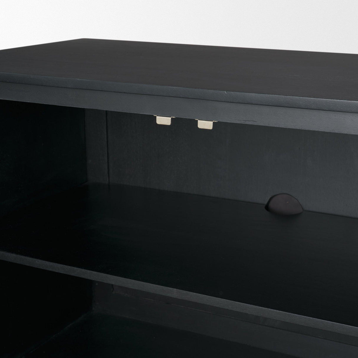 Mercana Grier Matte Black Stained Wood w/ Black Cane Accent Cabinet