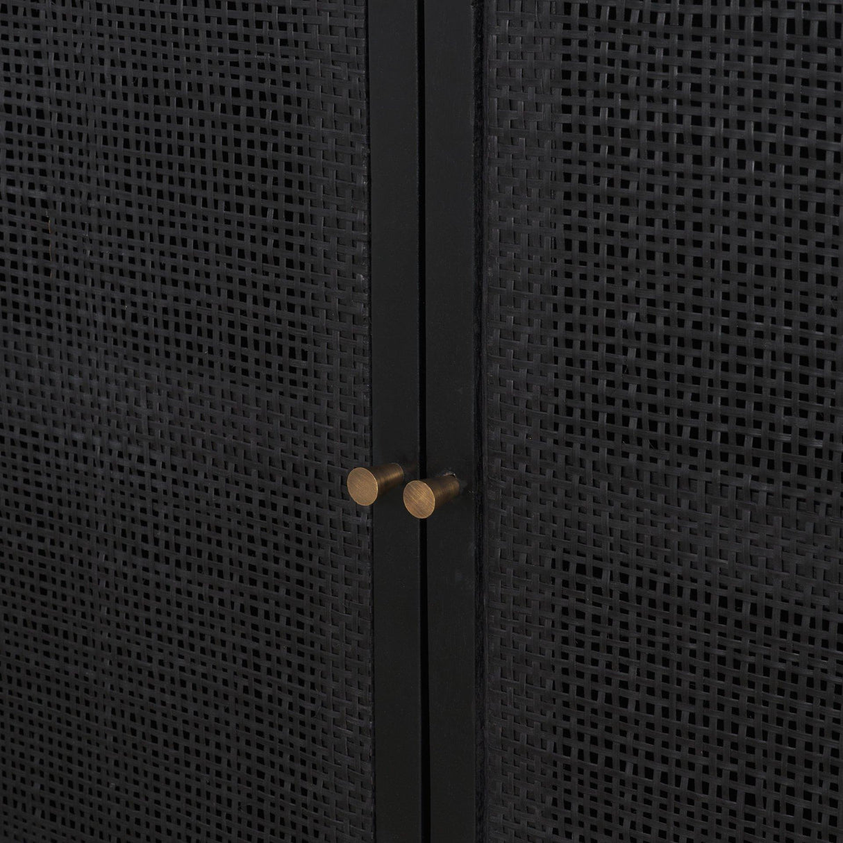 Mercana Grier Matte Black Stained Wood w/ Black Cane Accent Cabinet