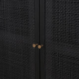 Mercana Grier Matte Black Stained Wood w/ Black Cane Accent Cabinet