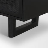 Mercana Grier Matte Black Stained Wood w/ Black Cane Accent Cabinet