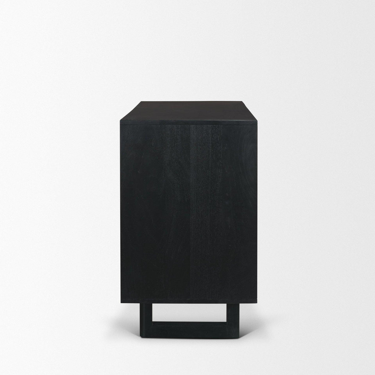Mercana Grier Matte Black Stained Wood w/ Black Cane Accent Cabinet