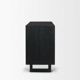 Mercana Grier Matte Black Stained Wood w/ Black Cane Accent Cabinet