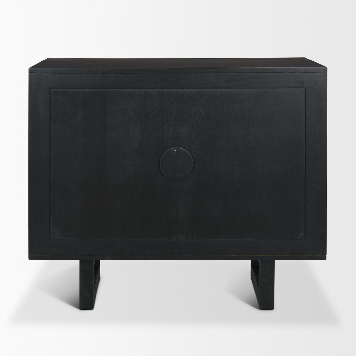 Mercana Grier Matte Black Stained Wood w/ Black Cane Accent Cabinet