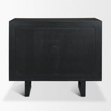 Mercana Grier Matte Black Stained Wood w/ Black Cane Accent Cabinet