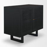 Mercana Grier Matte Black Stained Wood w/ Black Cane Accent Cabinet