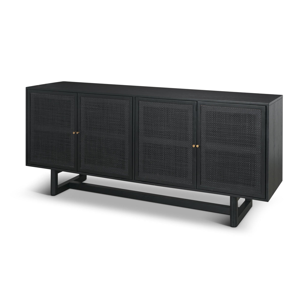 Mercana Grier 72" Black Wood W/ Black Cane Sideboard