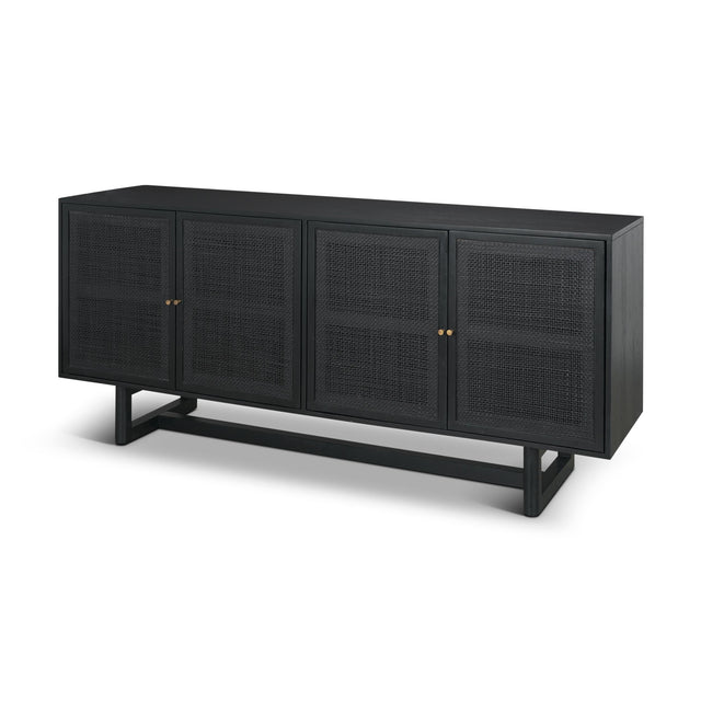 Mercana Grier 72" Black Wood W/ Black Cane Sideboard