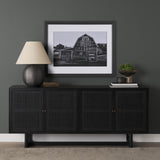 Mercana Grier 72" Black Wood W/ Black Cane Sideboard