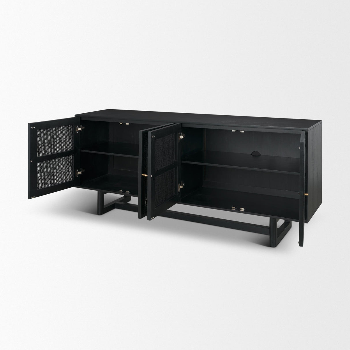 Mercana Grier 72" Black Wood W/ Black Cane Sideboard