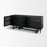 Mercana Grier 72" Black Wood W/ Black Cane Sideboard