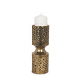 Mercana Akira Small Hammered Gold Metal Pillar Candle Holder
