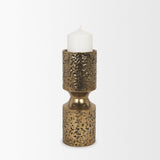 Mercana Akira Small Hammered Gold Metal Pillar Candle Holder
