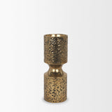 Mercana Akira Small Hammered Gold Metal Pillar Candle Holder