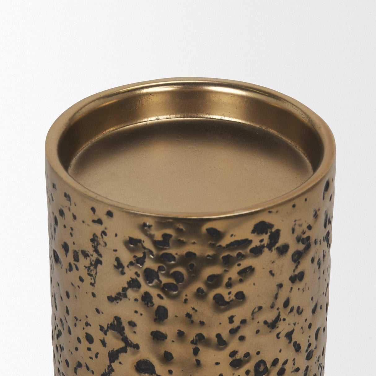 Mercana Akira Small Hammered Gold Metal Pillar Candle Holder