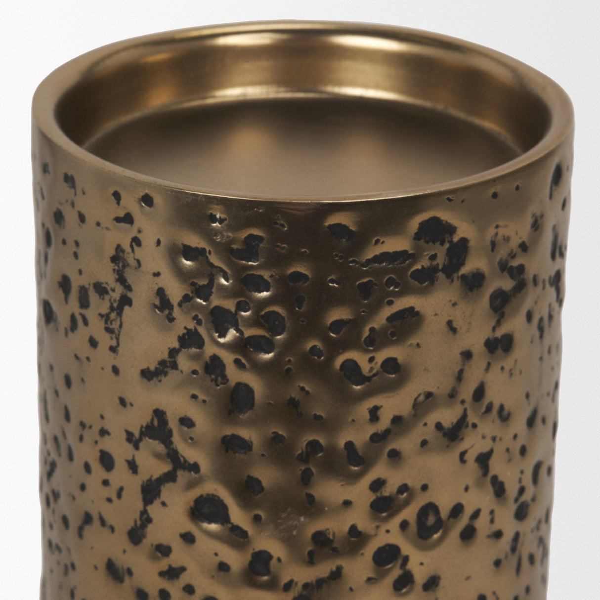 Mercana Akira Small Hammered Gold Metal Pillar Candle Holder