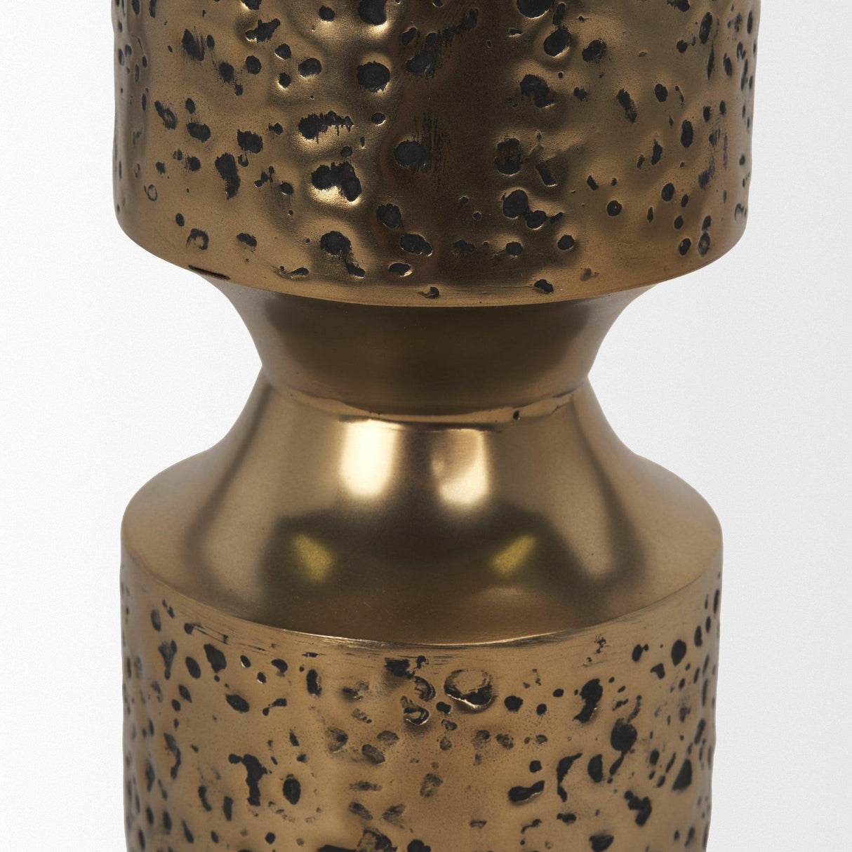 Mercana Akira Small Hammered Gold Metal Pillar Candle Holder