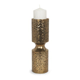 Mercana Akira Large Hammered Gold Metal Pillar Candle Holder