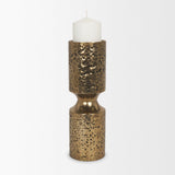 Mercana Akira Large Hammered Gold Metal Pillar Candle Holder