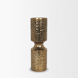 Mercana Akira Large Hammered Gold Metal Pillar Candle Holder