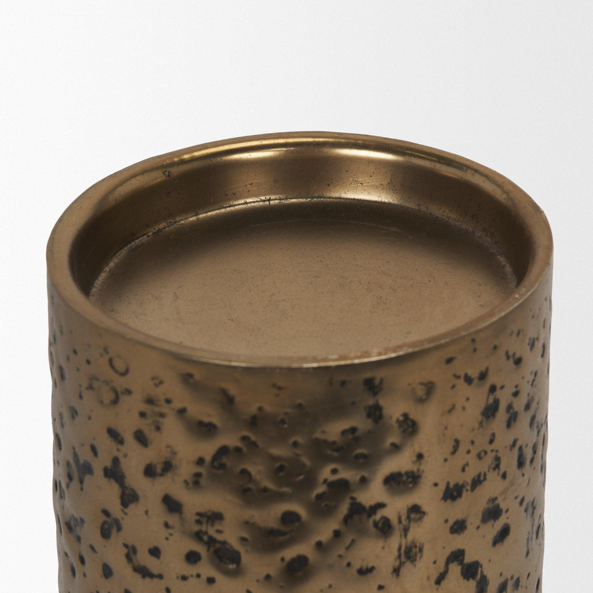 Mercana Akira Large Hammered Gold Metal Pillar Candle Holder