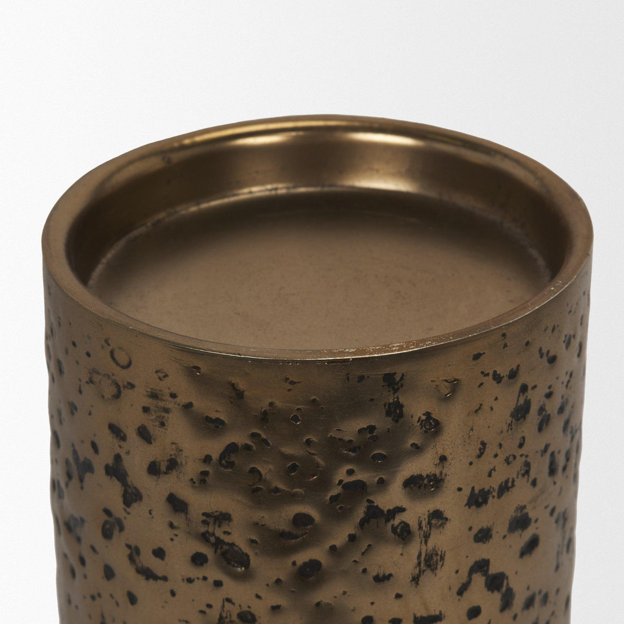 Mercana Akira Large Hammered Gold Metal Pillar Candle Holder